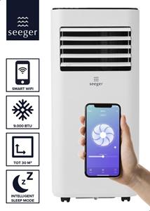 SEEGER Mobiele Smart Airco met Luchtontvochtiger en WiFi - 9000 BTU - Inclusief Installatiekit - Voor Woonkamer en Slaapkamer - Airconditioning - SAC9000S - Wit