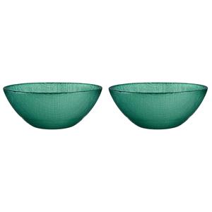 Vivalto Kommetjes/serveer schaaltjes - 2x - Murano - glas - D15 x H6 cm - groen - Stapelbaar -