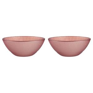 Vivalto Kommetjes/serveer schaaltjes - 2x - Murano - glas - D15 x H6 cm - roze - Stapelbaar -