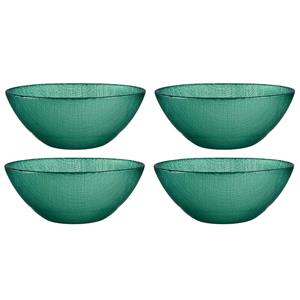 Vivalto Kommetjes/serveer schaaltjes - 4x - Murano - glas - D15 x H6 cm - groen - Stapelbaar -