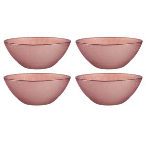 Vivalto Kommetjes/serveer schaaltjes - 4x - Murano - glas - D15 x H6 cm - roze - Stapelbaar -