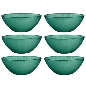 Vivalto Kommetjes/serveer schaaltjes - 6x - Murano - glas - D15 x H6 cm - groen - Stapelbaar -