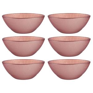 Vivalto Kommetjes/serveer schaaltjes - 6x - Murano - glas - D15 x H6 cm - roze - Stapelbaar -