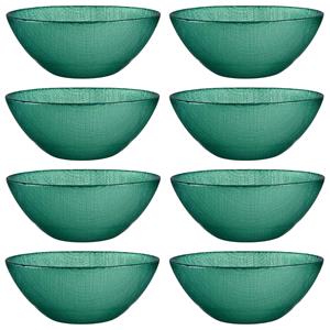 Vivalto Kommetjes/serveer schaaltjes - 8x - Murano - glas - D15 x H6 cm - groen - Stapelbaar -