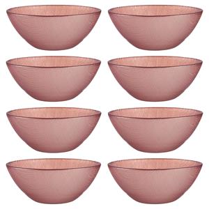 Vivalto Kommetjes/serveer schaaltjes - 8x - Murano - glas - D15 x H6 cm - roze - Stapelbaar -
