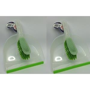 Merkloos 2x Stoffer en blik wit/groen 32 cm -