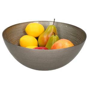 Merkloos Decoratie schaal/fruitschaal van glas zilver rond D28 x H11,5 cm -