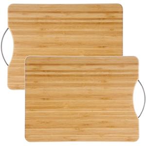Secret de Gourmet 2x Stuks snijplank met metalen handvat x 30 cm van bamboe hout -