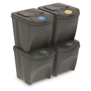 Keden - Set von 4 Recyclingwürfeln 100L Prosperplast Sortibox von grauem Kunststoff