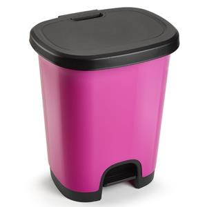 PlasticForte Pedaalemmer - Kunststof - Zwart-roze - 18 Liter
