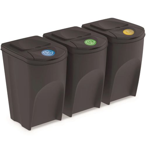 keden Set von 3 105L Recyclingwürfeln prosperplast sortibox der anthrazitfarbe