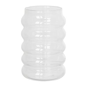 Xenos Drinkglas ribbel - transparant - ø8x13 cm