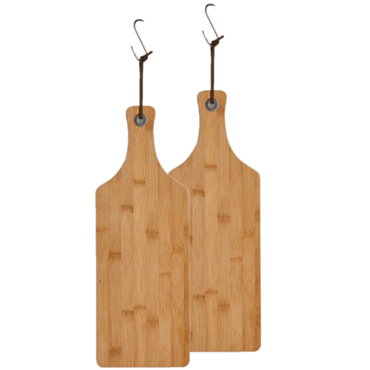 Zeller 2x stuks bamboe houten snijplanken/serveerplanken met handvat x 16 cm -