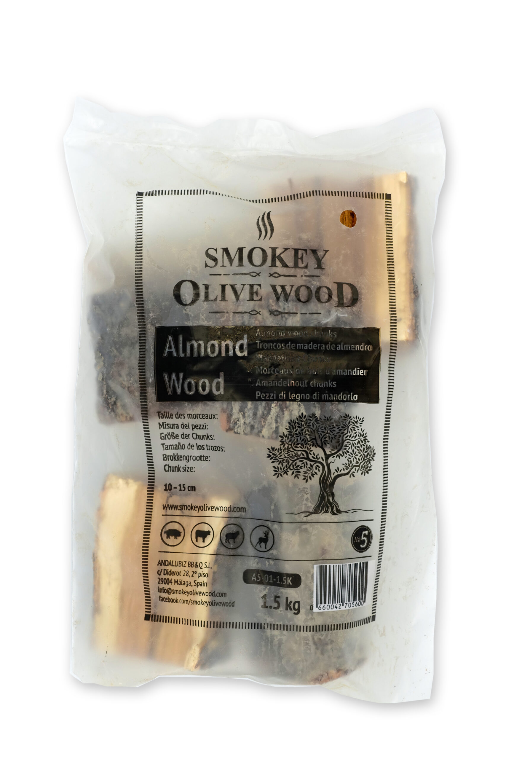 Smokey Olive Wood Rookchunks nr.5 1,5 kg amandel