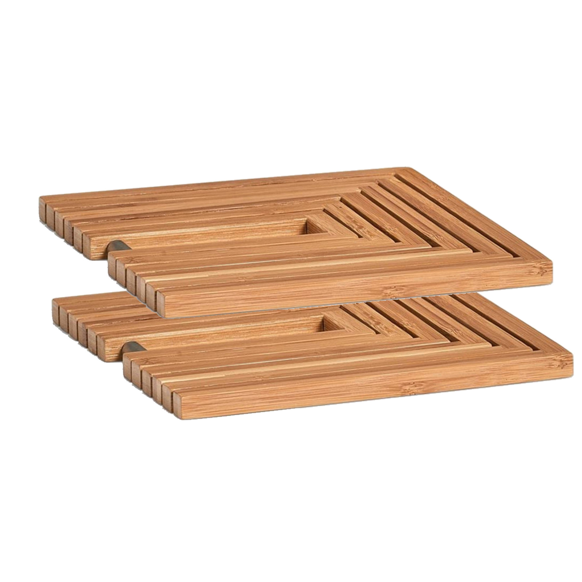 Zeller 2x Bamboe houten pannenonderzetters uitklapbaar 19-34 x 19 cm -