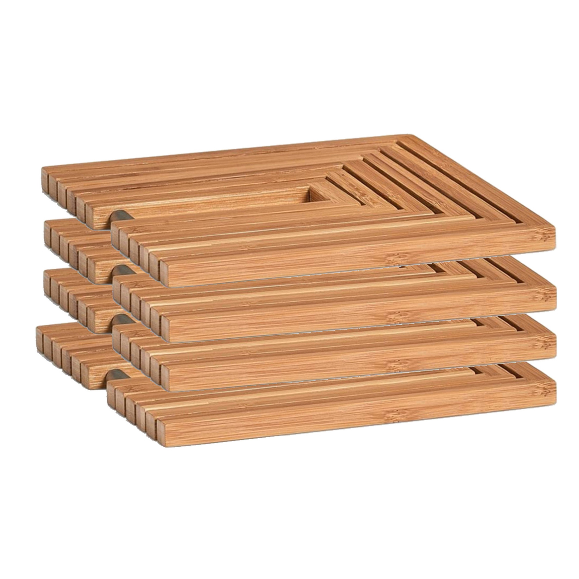 Zeller 4x Bamboe houten pannenonderzetters uitklapbaar 19-34 x 19 cm -