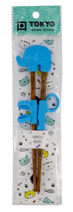 Tokyo Design Studio  Kinder Eetstokjes - Olifant - Blauw - 20 cm - 1 paar
