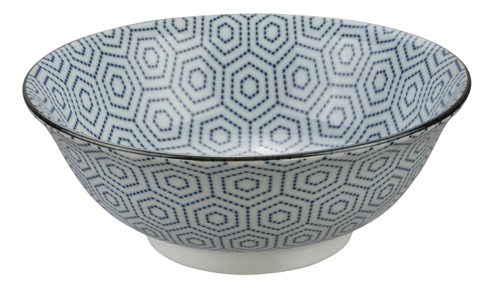 Tokyo Design Studio Blauw/Witte Kom - Mixed Bowls - 20,3 x 8cm 1000ml