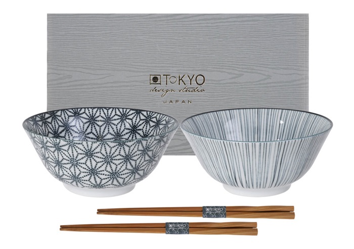 Tokyo Design Studio  Nippon Black - Tayo Giftbox met Eetstokjes Sterren en Lijnen - 15.2 x 6.7cm - 2pcs