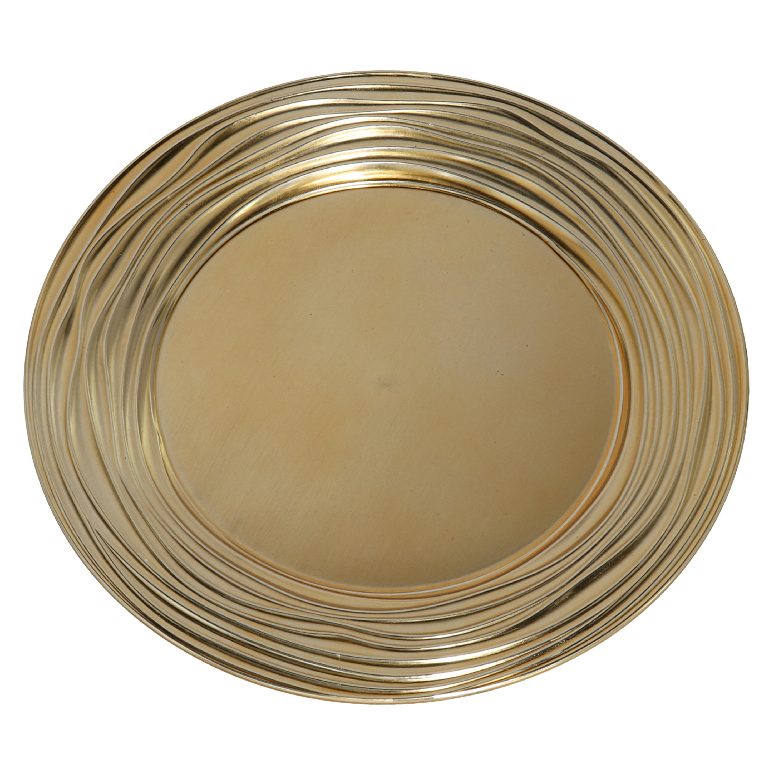 Gerimport Ronde diner onderborden/kaarsenbord/plateau glimmend goud van 33 cm -
