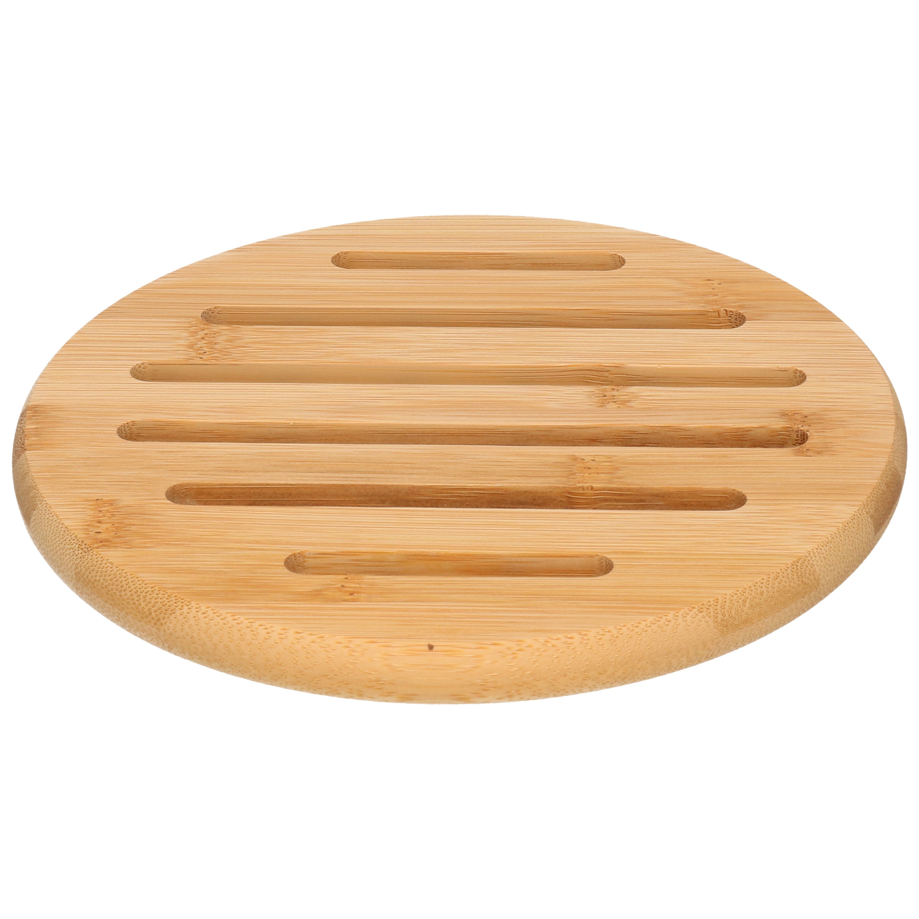 Zeller 1x Luxe houten pannenonderzetters rond 20 cm -