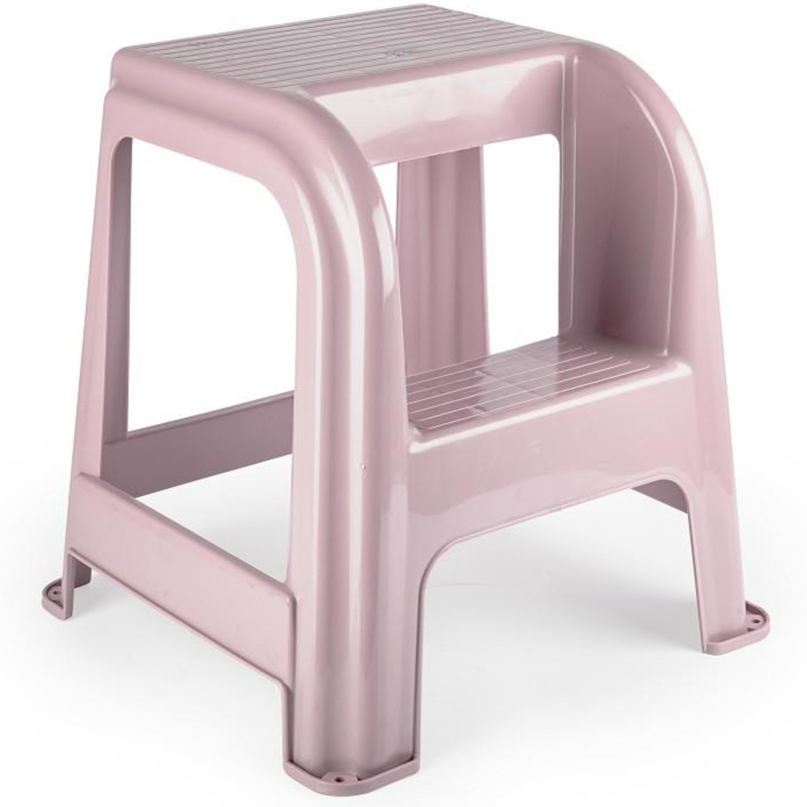 PlasticForte Keukenkrukje/opstapje - met 2 treden - roze - kunststof - 43 x 43 x cm -