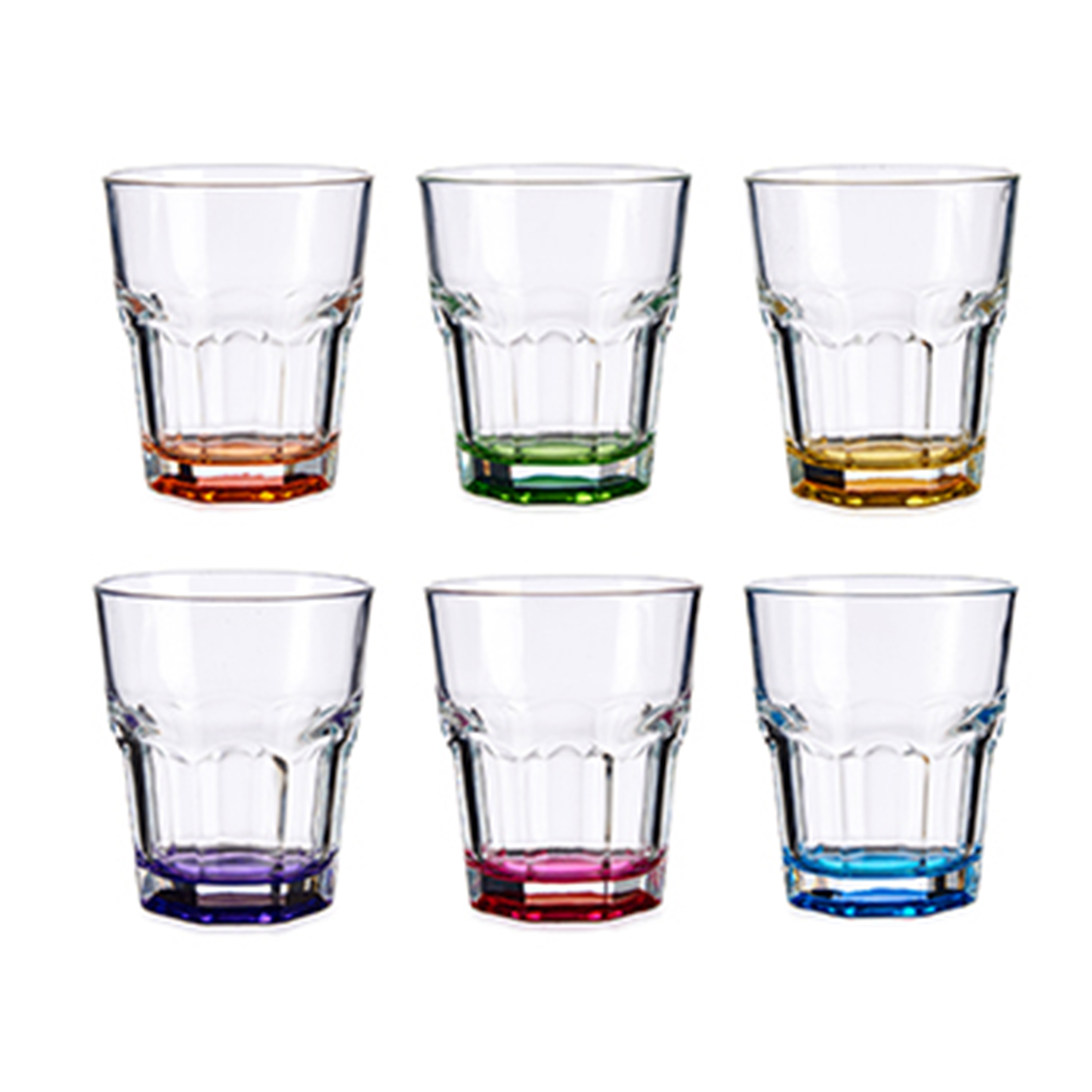 Vivalto Waterglazen/drinkglazen - 6x - kleurenmix - 285ml - 9 x 9,5 cm -