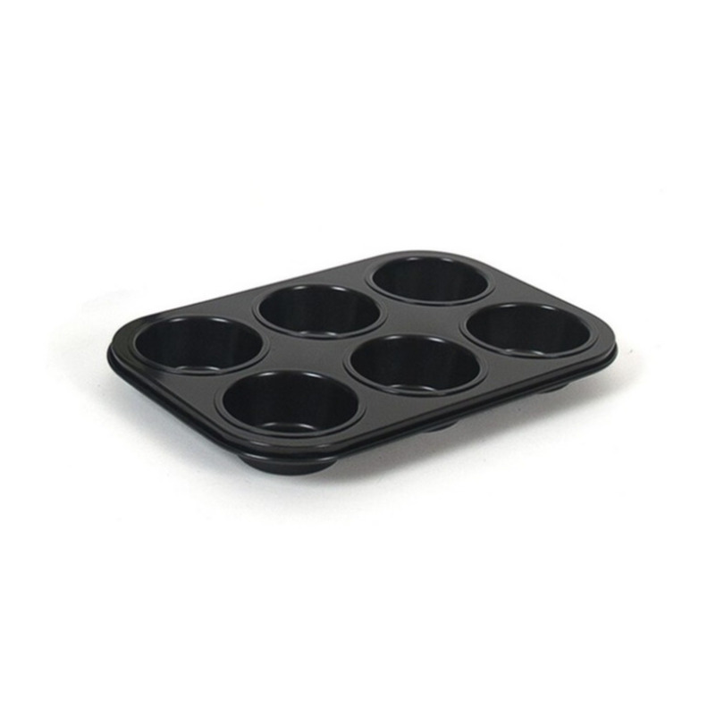 Gerimport Muffin bakvorm/bakblik rechthoek 27 x 19 x 3 cm zwart -