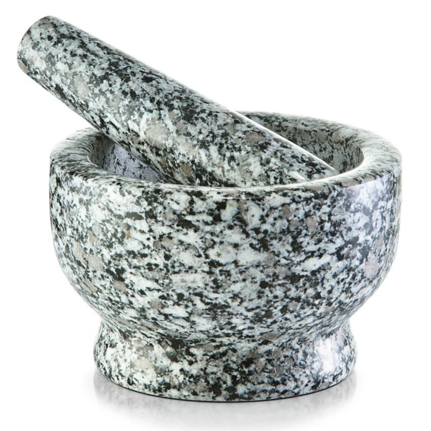 Merkloos Vijzel met stamper graniet grijs D13 x H8 cm -