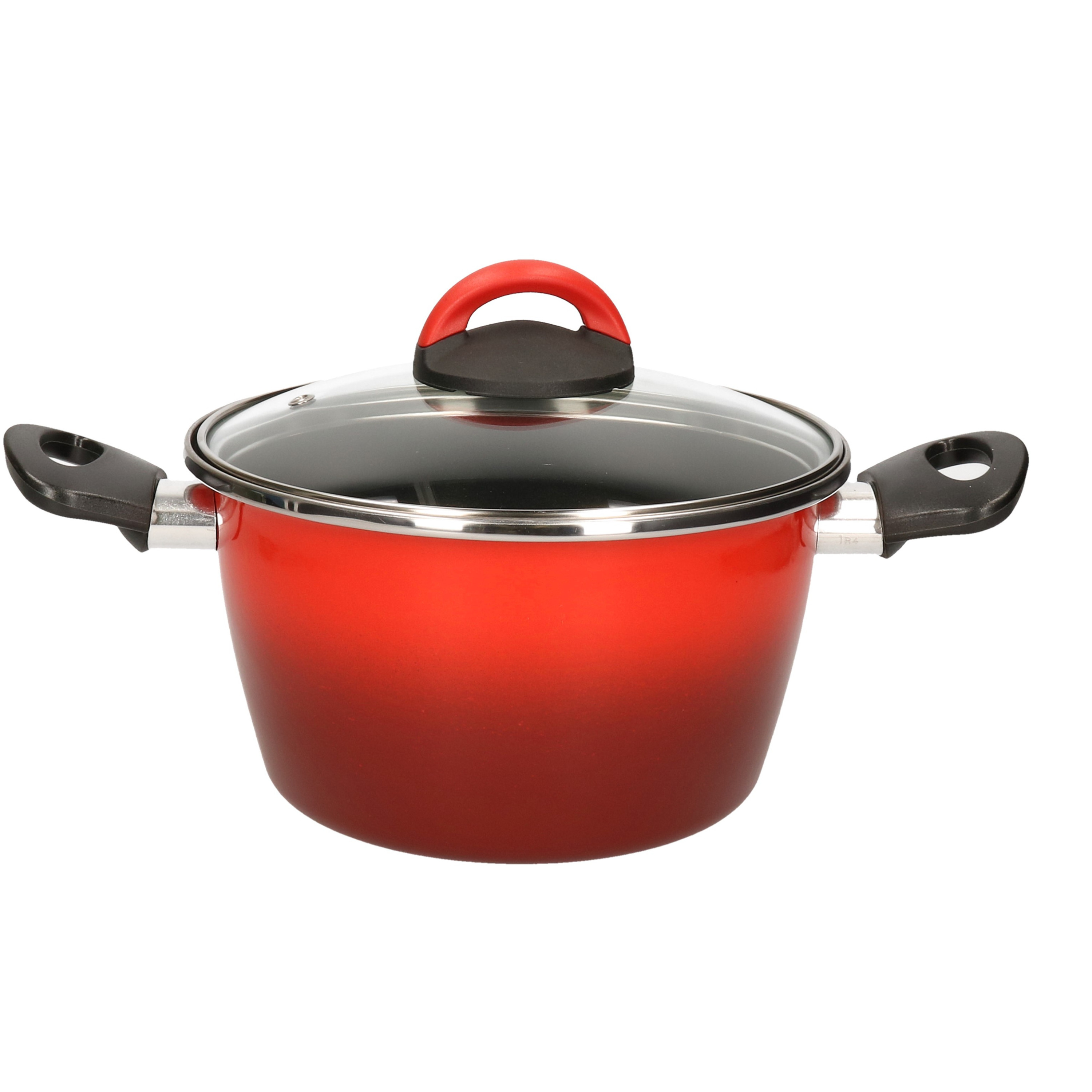Magefesa Rvs rode kookpan/pan met glazen deksel 20 cm 6 liter -