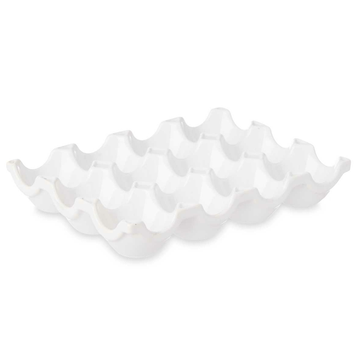 Vessia Eiertray/houder voor 12 eieren - wit - porselein - 14 x 19 cm -