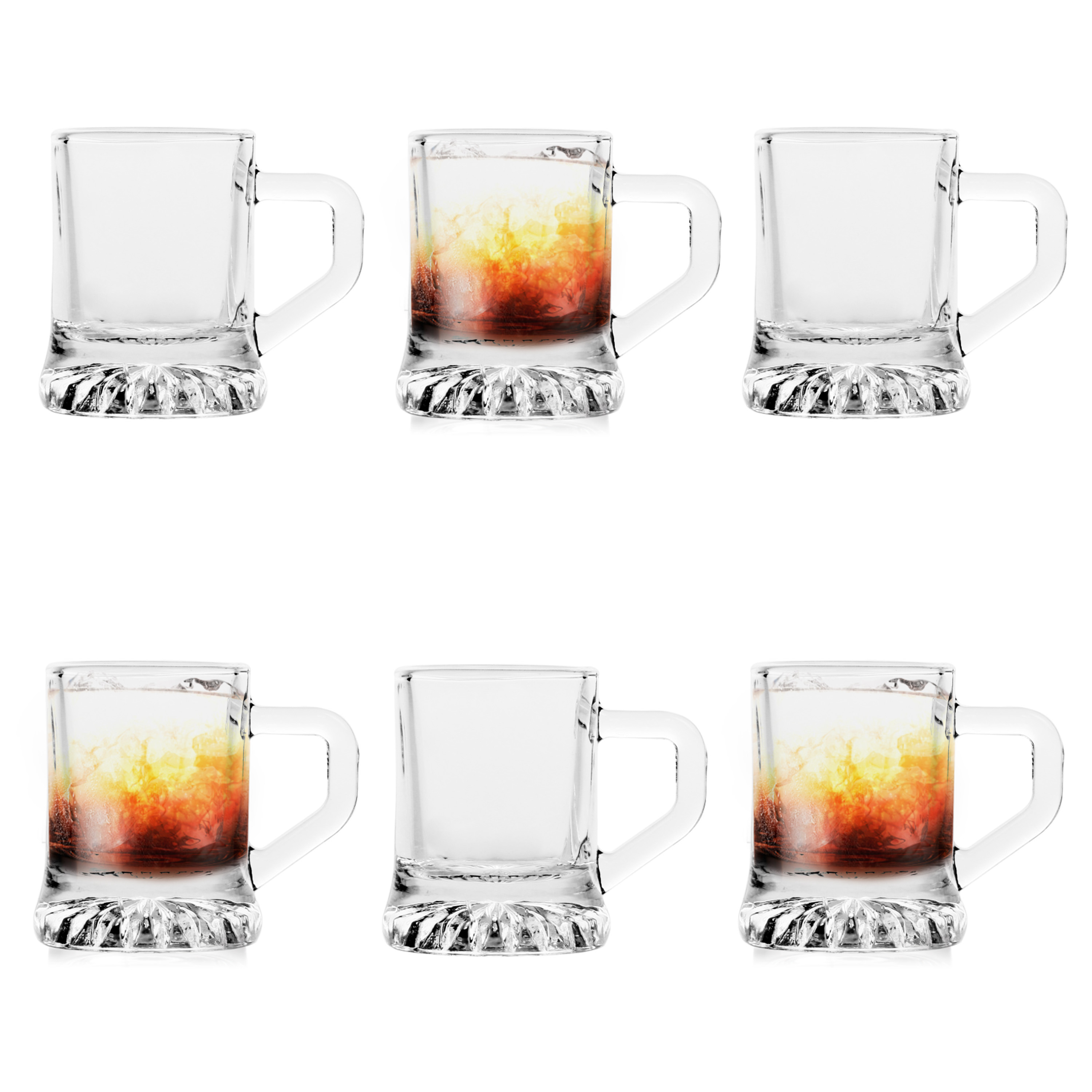 Glasmark Shotglaasjes/borrelglazen - mini bierglas - transparant glas - 6 stuks - 25 ml -