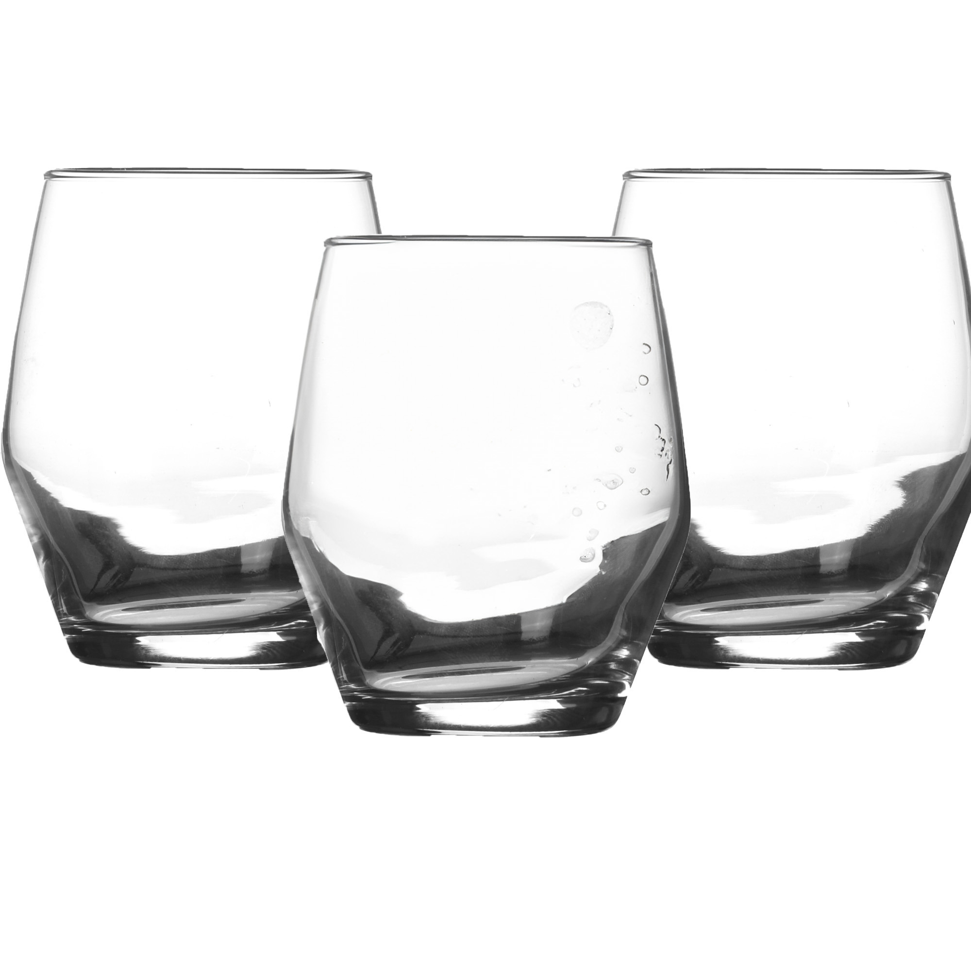 LAV Waterglazen tumblers Ella - transparant glas - 3x stuks - 370 ml -