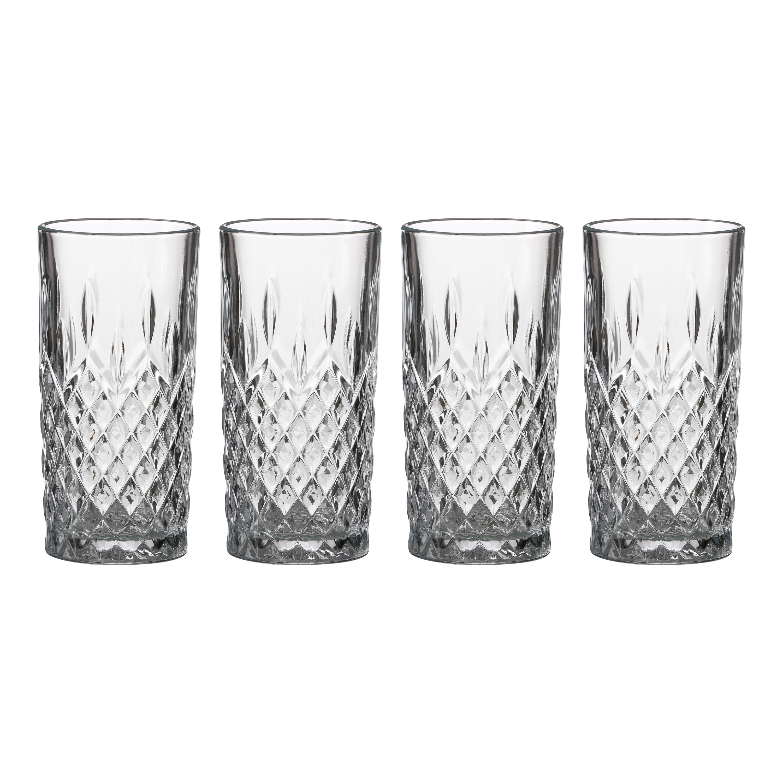 LAV Longdrink/water/drinkglazen Odin - gedecoreerd glas - 4 stuks - 350 ml -