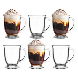 Glasmark Theeglazen/koffie glazen Bristol - transparant glas - 6x stuks - 400 ml -