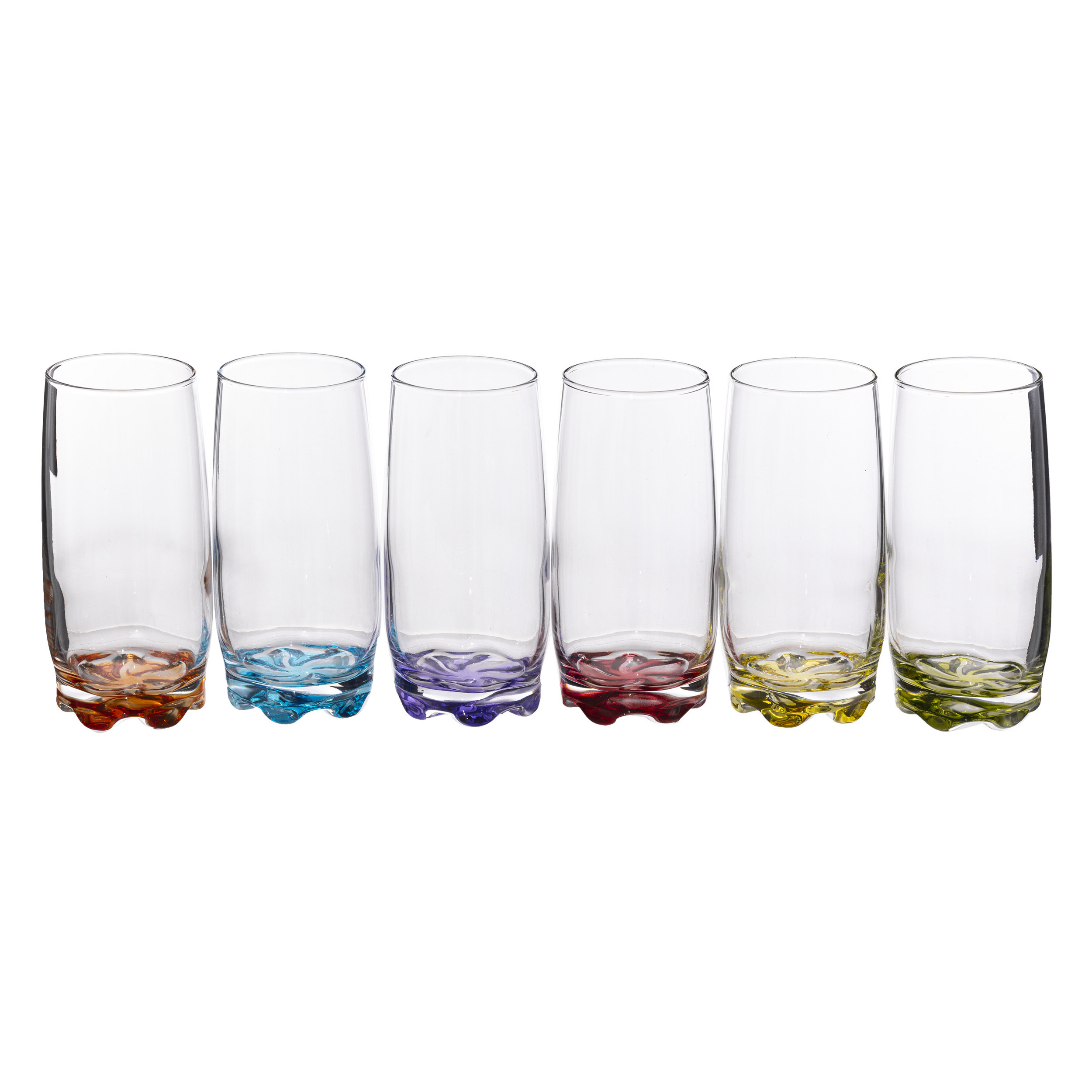 Secret de Gourmet Set van 6x stuks drinkglazen/waterglazen kleurenmix 380 ml -