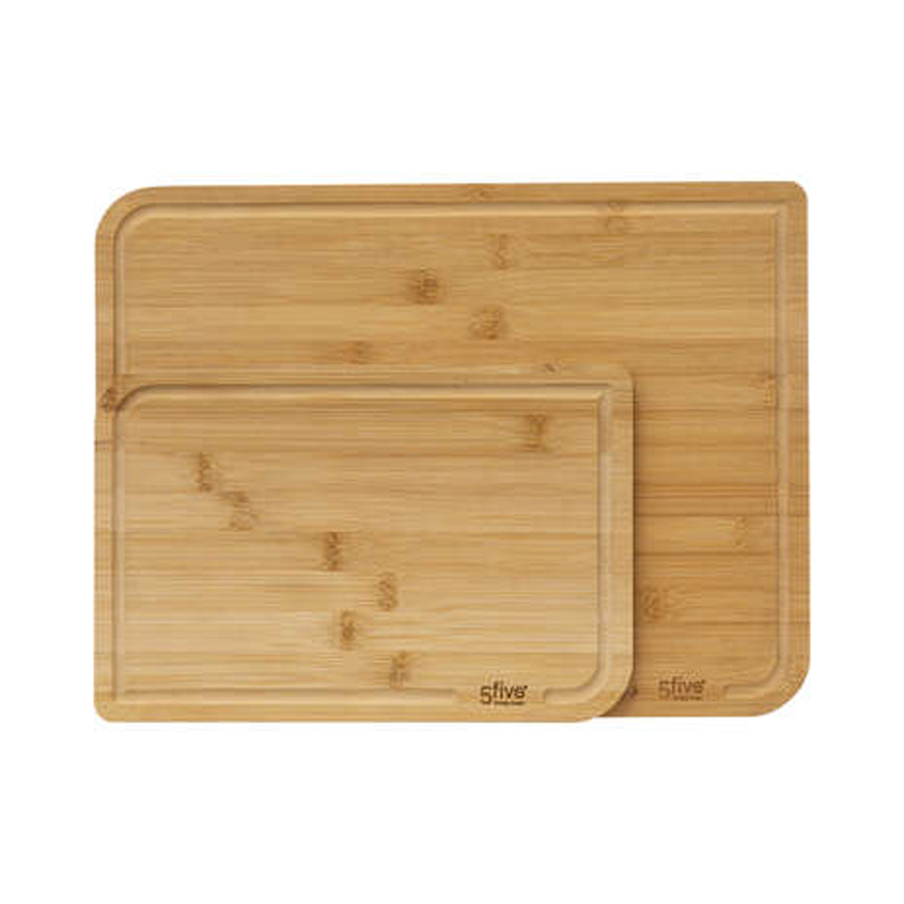 5five Keuken snijplanken set van 2x stuks met druiprand - bamboe hout - 35 x 25 cm/22 x 15 cm -