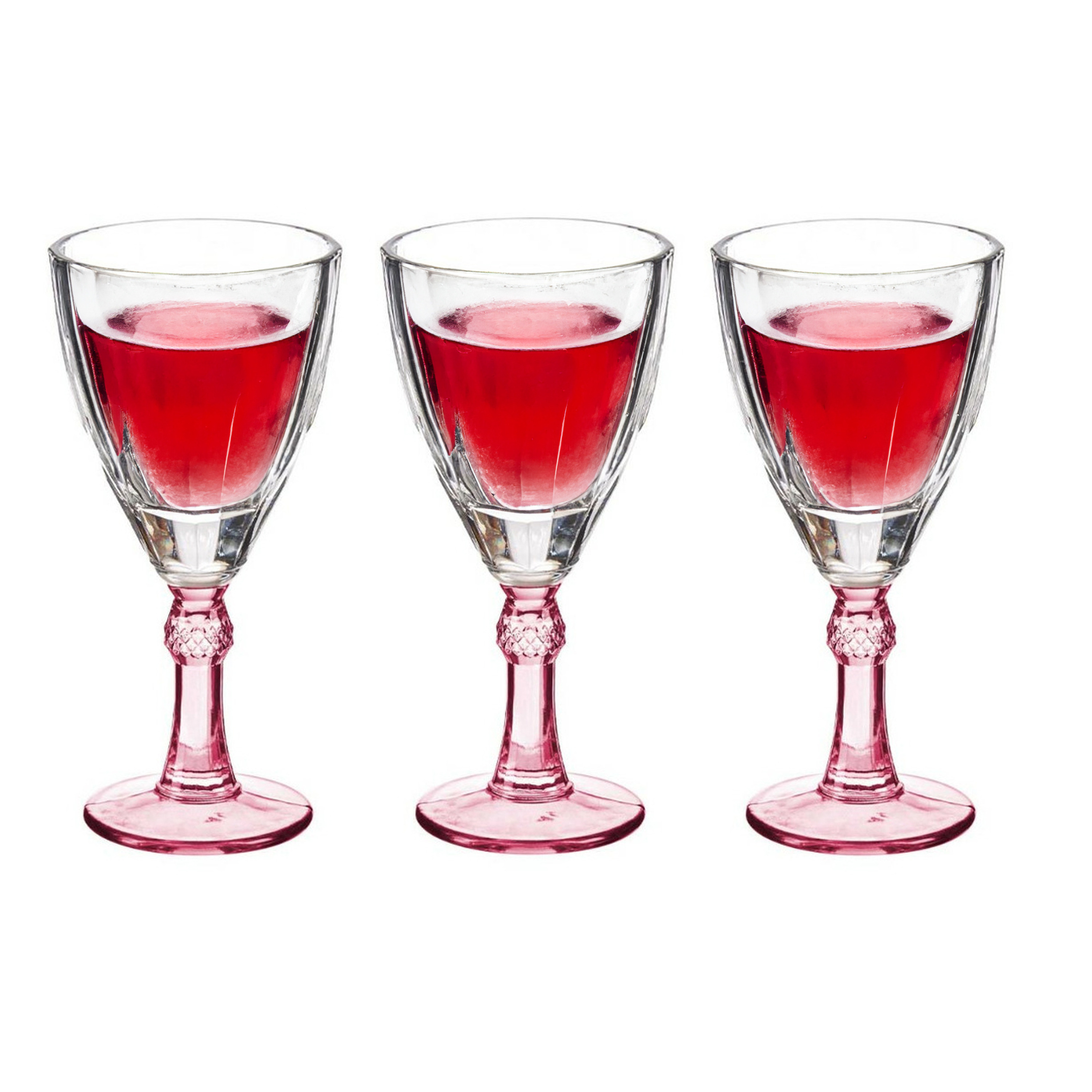 Vivalto Luxe Exotic Collection Wijnglazen set 6x stuks op roze voet 275 ml -