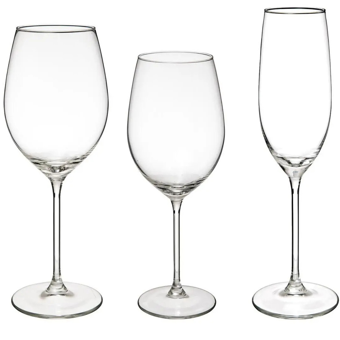 Secret de Gourmet Set van 18x wijnglazen en champagneglazen Lina 210/410/540 ml van glas -