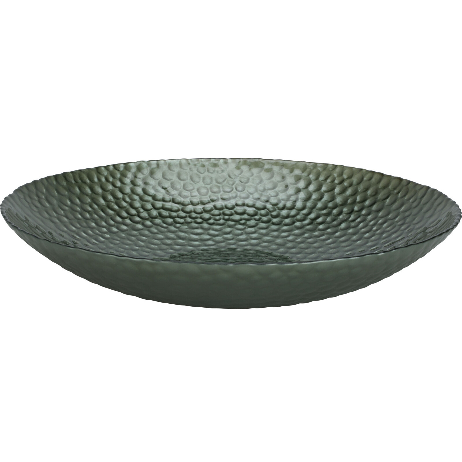 Merkloos Glazen decoratie schaal/fruitschaal groen rond D30 x H6 cm -