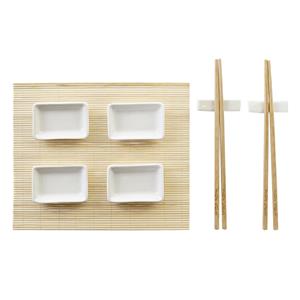Sushi-set Dkd Home Decor Natürlich Weiß Bambus (28 X 22 X 2,5 Cm)