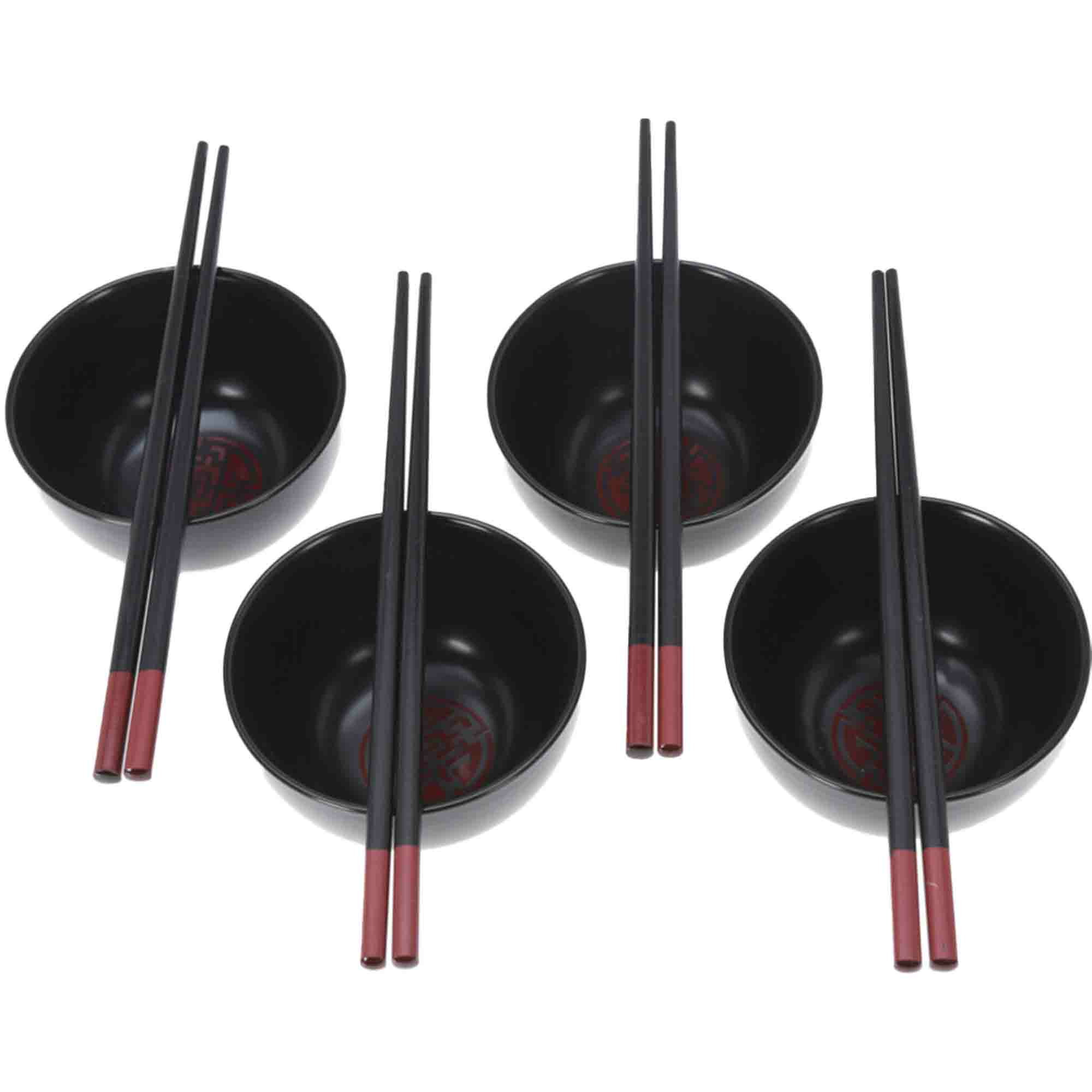 Excellent Houseware 8-delige sushi serveer set voor 4 personen - keramiek - zwart -
