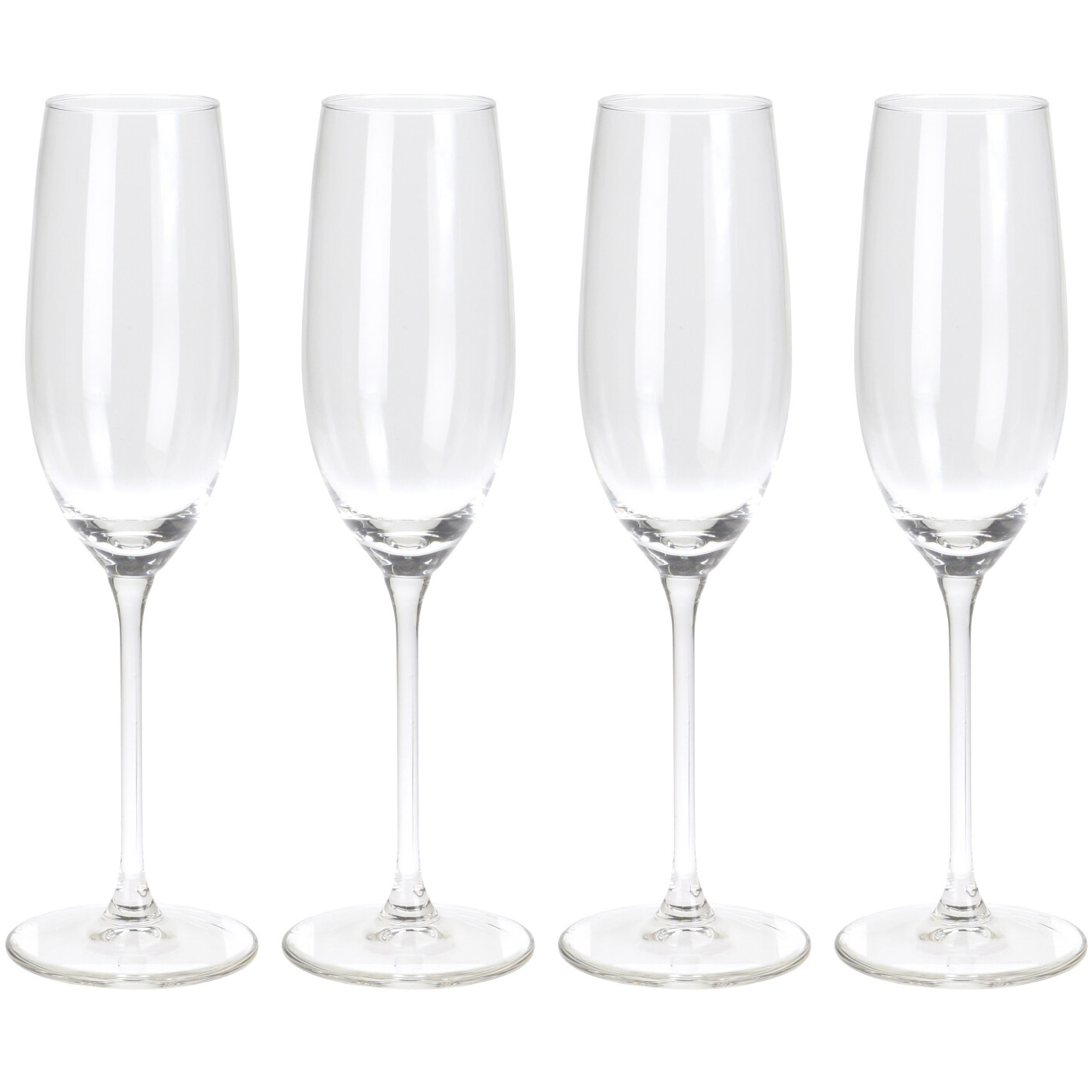 Merkloos Champagneglazen - 4x - transparant - glas - 210 ml - proseccoglazen -