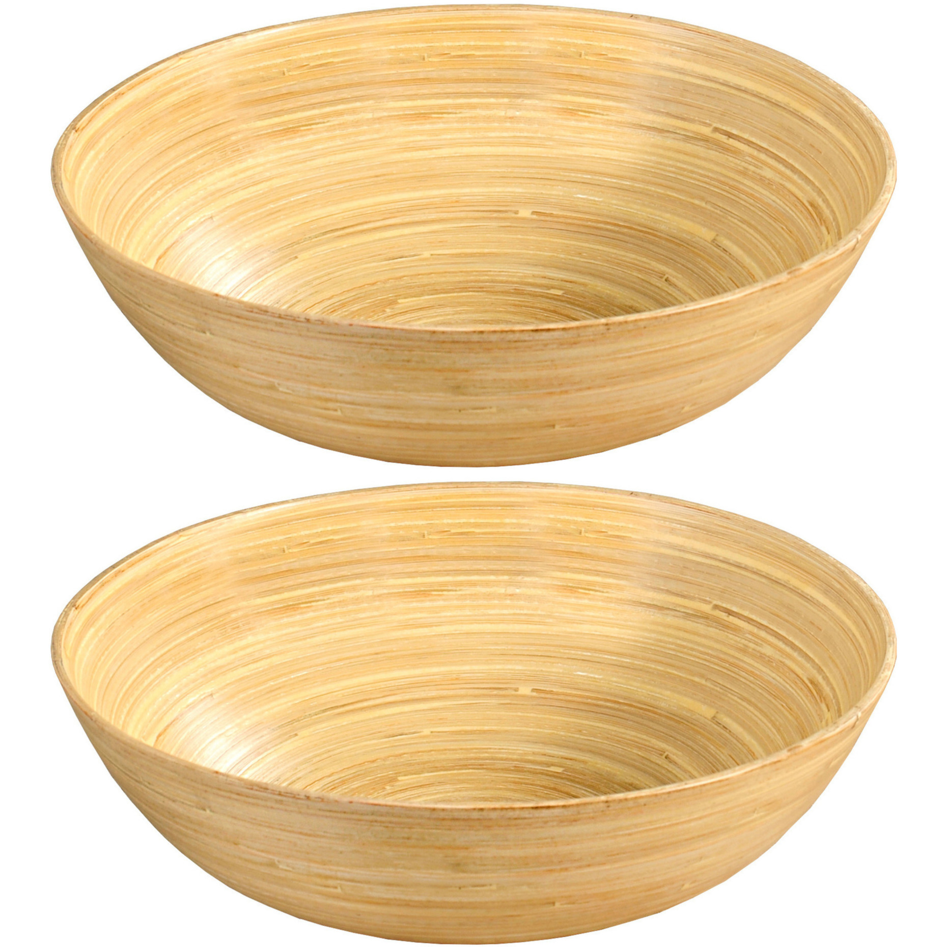 Merkloos 2x Bamboe houten fruitschalen/serveerschalen 30 x 9 cm -