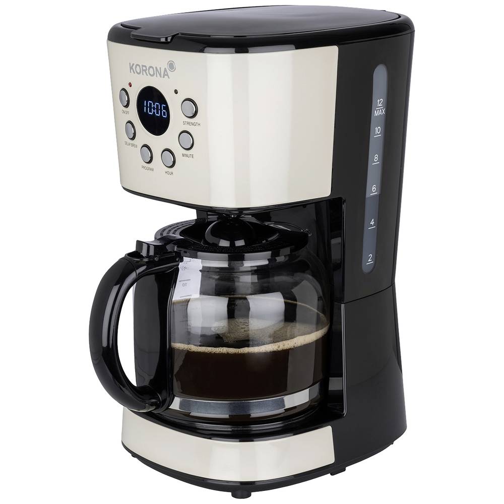 Korona Kaffeemaschine Creme Fassungsvermögen Tassen=12 Display, Timerfunktion