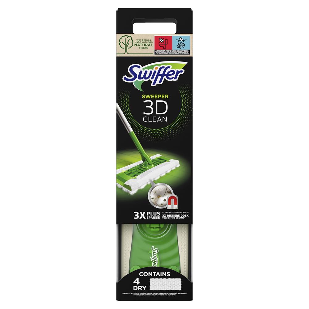 Swiffer Sweeper 3D Clean Starterkit Met 4 Dikke Droge Doekjes En 2 Natte Doekjes