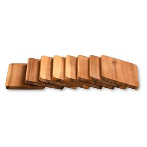 Kesper onderzetters voor glazen - 8x - luxe acacia hout - 10 x 8 cm - gelakt -