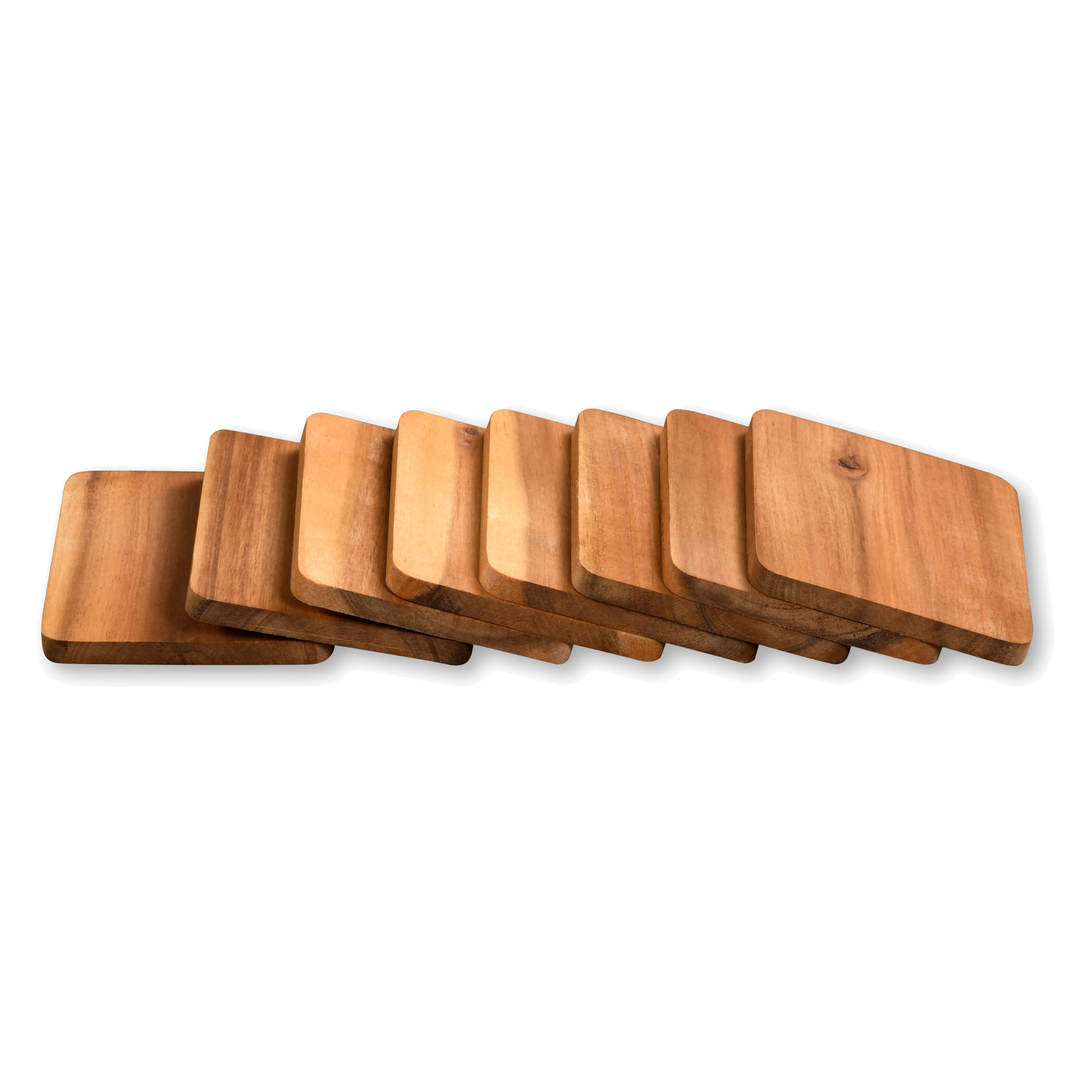 Kesper onderzetters voor glazen - 16x - luxe acacia hout - 10 x 8 cm - gelakt -