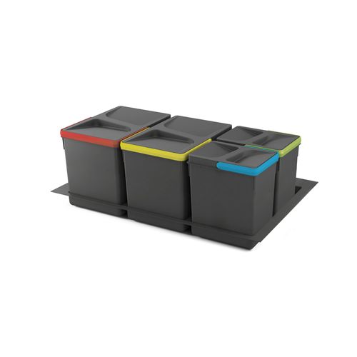 EMUCA Kit Van Recycle Prullenbak Kit Voor Keukenlade Met Recycle Bodemhoogte 266mm, 2x15liter, 2x7l