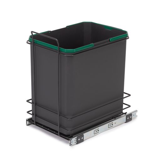 emuca RecyclingRecyclingbehälterRecycle für die Bodenmontage und manuellen Auszug in Küchenzeilen, 1x35 Liter, Kunststoff, anthrazitgrau - Anthrazitgrauer